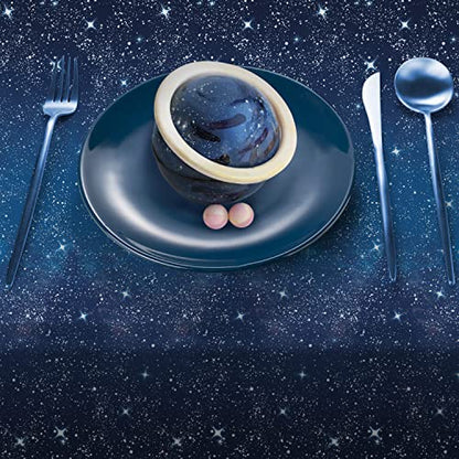 Space Tablecloth Gatherfun Space Stars Theme Party Supplies Starry Night Tablecloth Waterproof Plastic Galaxy Table Cover for Birthday Party Decorations 54x108 Inch 3PCS - style: Space