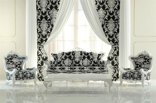 Renaiss Fabric Apartment Living Room Backdrop Interior Room Sofa Decoration Modern Window Curtain Design Background for Photography Studio Props Video Backdrops Wallpaper 7x5ft - color: XH001, size: 7Wx5H FT