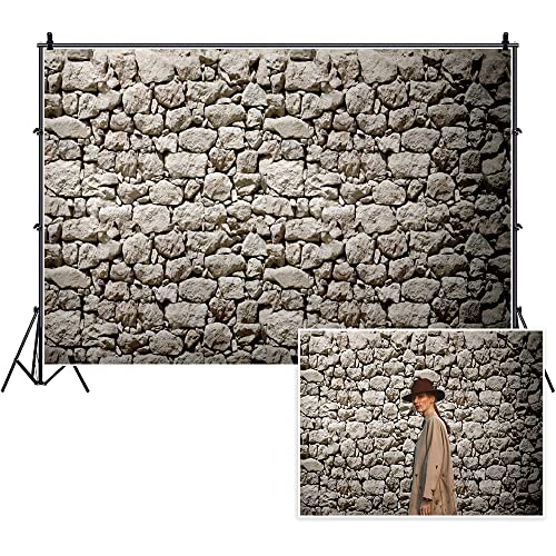 Yeele 10x6.5ft Brick Stone Wall Backdrop Nostalgia Irregular Stone Texture Ancient Uneven Cracked Rock Vintage Grunge Photography Background for Kids Adults Artistic Portrait Photo Shoot Props - size: 10x6.5ft