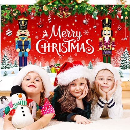 Irenare Christmas Backdrop Merry Christmas Banner Party Decoration Xmas Photography Background Photo Props for Winter Holiday New Year Eve Family Party Decoration Supplies(Nutcracker) - style: Nutcracker