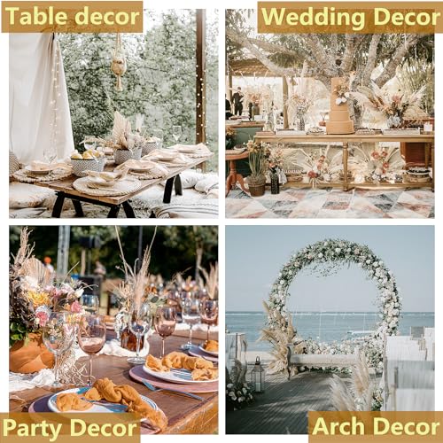 Dried Pampas Grass Decor, 120 PCS Pampas Grass with Bunny Tails Dried Flowers, Reed Grass Bouquet for Wedding, Boho Flowers, Home Table Decor, Rustic Farmhouse Party (White and Brown) - size: 120pcs