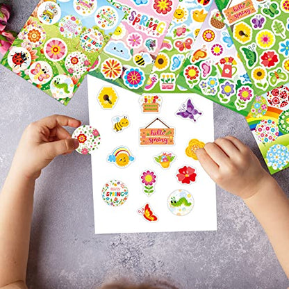 Joy Bang 404PCS Spring Stickers for Kids, 24 Sheets Garden Stickers Flower Stickers Nature Stickers Spring Stickers Crafts for School Classroom Teachers Childrens Spring Party Favors Supplies Gifts - style: Spring