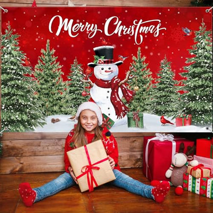 Irenare Christmas Backdrop Merry Christmas Banner Party Decoration Xmas Photography Background Photo Props for Winter Holiday New Year Eve Family Party Decoration Supplies(Snowman) - style: Snowman