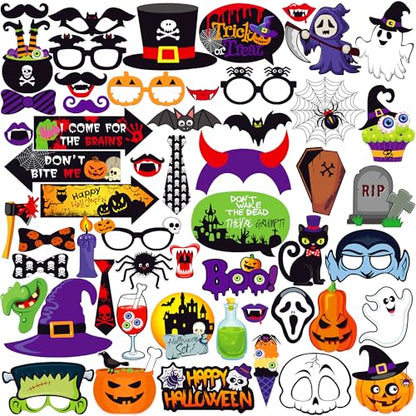 KatchOn Halloween Photo Booth Props - 56 Pack | Hocus Pocus Witch Photo Booth Props - color: Orange and Black