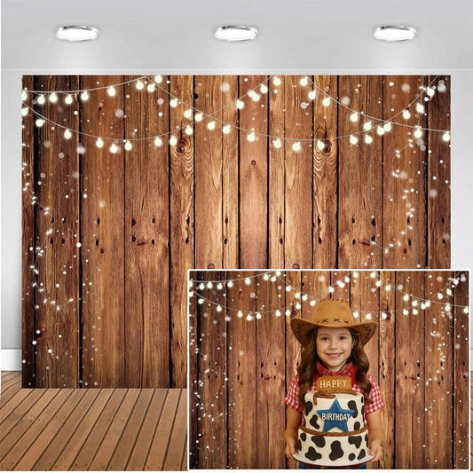 CHAIYA 8X6FT Brown Wood Backdrop Rustic Photo Backdrop Country Wooden Background Birthday Wedding Western Party Decoration Studio Props