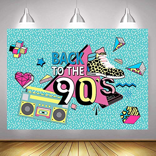 Art Studio 90's Theme Music Party Photography Backdrops Hip-Hop Colorful Graffiti Style Photo Booth Studio Props Let's Glow Party Decor Supplies Retro Radio Fashion Shoes Photo Background Vinyl 5x3ft