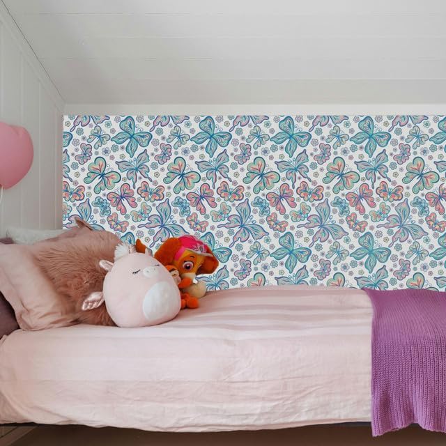 Main Street Peel and Stick Wallpaper Eco-Friendly Sheets 12 Pack, 11 X 16 Inch Bohemian Butterflies Design, Wall Mural for Home Decor, Removable Wall Decor Wallpaper Peel and Stick for DIY Projects - style: Bohemian Butterflies Design SCF