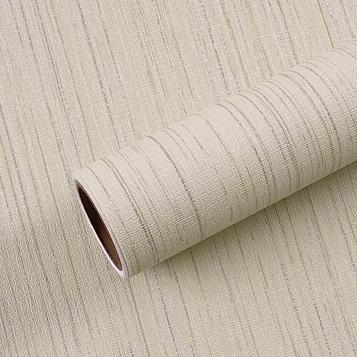 VEELIKE 15.7''x354'' Ecru White Grasscloth Peel and Stick Wallpaper Textured Grasscloth Contact Paper Self Adhesive Removable White Fabric Linen Wall Paper Roll for Bedroom Bathroom Walls Furniture - color: Ecru White, size: 15.7" x 354"