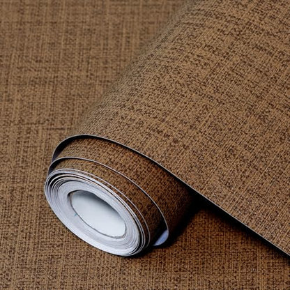Brown Grasscloth Peel and Stick Wallpaper 17.3"x300" Faux Linen Textured Contact Paper Removable Self Adhesive Vinyl Wallpaper for Bedroom Bathroom Kitchen Cabinets - color: Brown, size: 17.3" x 300"