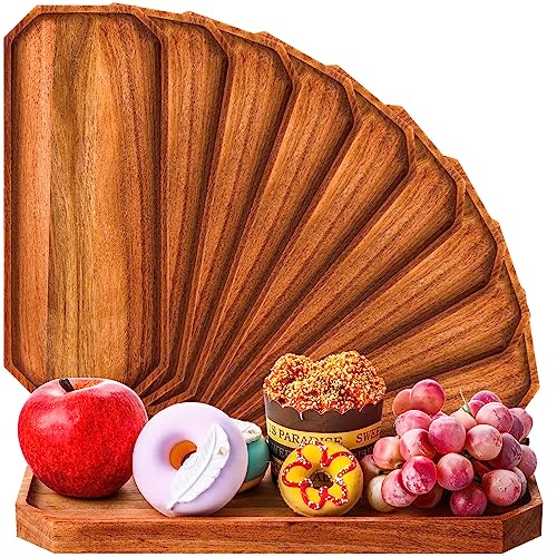 Dandat 12 Pack Wooden Serving Platter Acacia Wood Platters 12 x 5 Inch Rustic Serving Tray Rectangular Charcuterie Board Cheese Plate for Home Decor Dessert Vegetables Fruit Cookie - size: 12 X 5 Inch