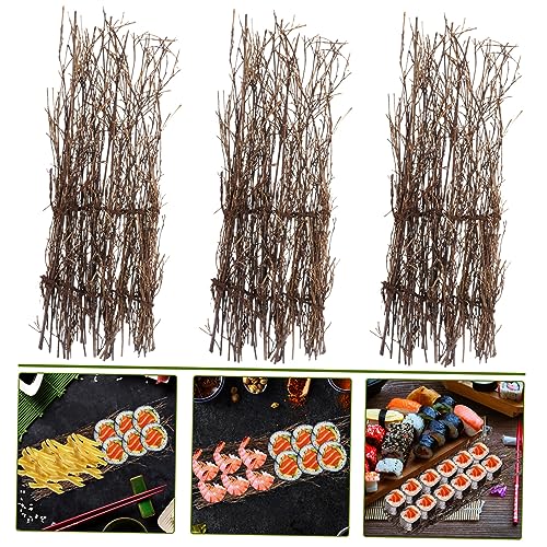 MAGICLULU 3pcs Bamboo Sushi Serving Set Decorative Fence Design Japanese Style Sushi Tray Sashimi Plate for Food Photography and Restaurant Decoration