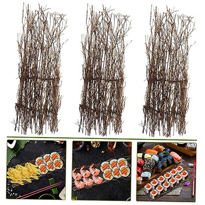 MAGICLULU 3pcs Bamboo Sushi Serving Set Decorative Fence Design Japanese Style Sushi Tray Sashimi Plate for Food Photography and Restaurant Decoration
