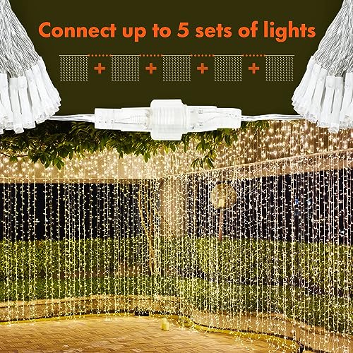 Twinkle Star 300 LED Window Fairy Curtain String Lights, 8 Modes Fairy Lights for Bedroom Wedding Party Home Garden Outdoor Indoor Wall Decorations, Warm White, 2 Pack - size: 300 LED-2PACK
