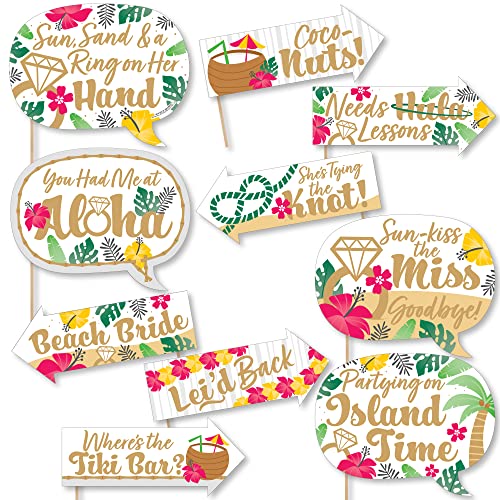 Big Dot of Happiness Funny Last Luau - Tropical Bachelorette Party and Bridal Shower Photo Booth Props Kit - 10 Piece - color: Luau