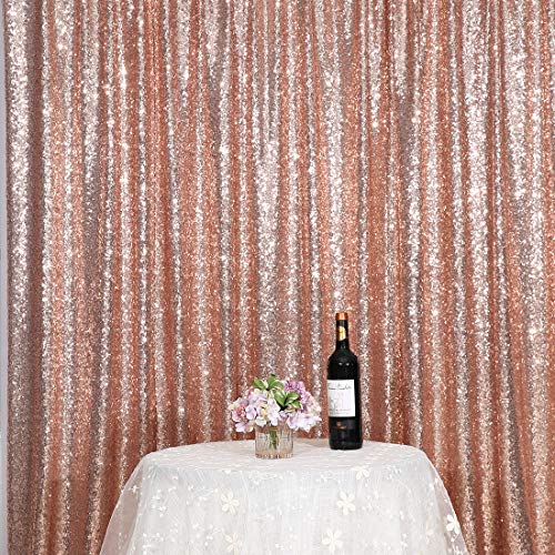 Poise3EHome 6FT x 8FT Sequin Photography Backdrop Curtain for Party Decoration, Rose Gold - color: Rose Gold, size: 6x8 ft