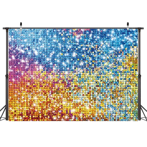 10x6 ft Colorful Backdrop Birthday Background for Women Princess Neon Sequin Square Shimmer Decoration for Anniversary Party (Non-Glowing Brilliant Design) - color: PINK, size: 10*6 ft