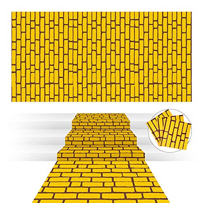 Chuangdi 3 Pieces 4.5 x 9 Feet Yellow Brick Costume Wizard Backdrop Princess Decorations Decal Wall Backdrop Brick Wallpaper for Halloween Wizard Princess Cosplay Decorations Supplies