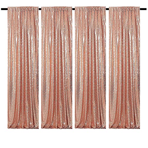Rose Gold Sequin Backdrop Curtains Glitter Drapes 2FTx8FT 4 Panels for Wedding Birthday Party Decorations Bridal Baby Shower Party Supplies Sparkly Photography Background - color: Rose Gold, size: 2FTx8FT-4PCS