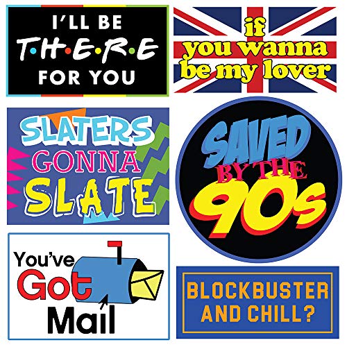Throwback 90s Photo Booth Props - 40 Pieces - Funny 1990s Theme Party Supplies, Decorations and Gifts