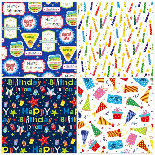24 Sheets Happy Birthday Scrapbook Paper Pad,160gsm Textured Double-Sided Pattern Planner Junk Journal Craft Paper,Card Making Supplies,30×30cm - color: Happy Birthday