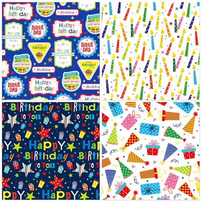 24 Sheets Happy Birthday Scrapbook Paper Pad,160gsm Textured Double-Sided Pattern Planner Junk Journal Craft Paper,Card Making Supplies,30×30cm - color: Happy Birthday