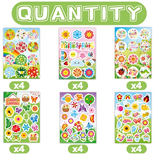 Joy Bang 404PCS Spring Stickers for Kids, 24 Sheets Garden Stickers Flower Stickers Nature Stickers Spring Stickers Crafts for School Classroom Teachers Childrens Spring Party Favors Supplies Gifts - style: Spring