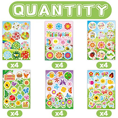 Joy Bang 404PCS Spring Stickers for Kids, 24 Sheets Garden Stickers Flower Stickers Nature Stickers Spring Stickers Crafts for School Classroom Teachers Childrens Spring Party Favors Supplies Gifts - style: Spring
