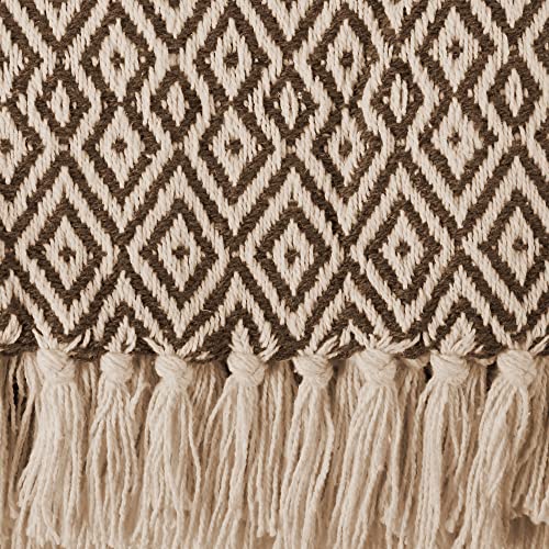 DII Rustic Farmhouse Double Diamond Woven Throw, 50x60, Brown - color: Brown