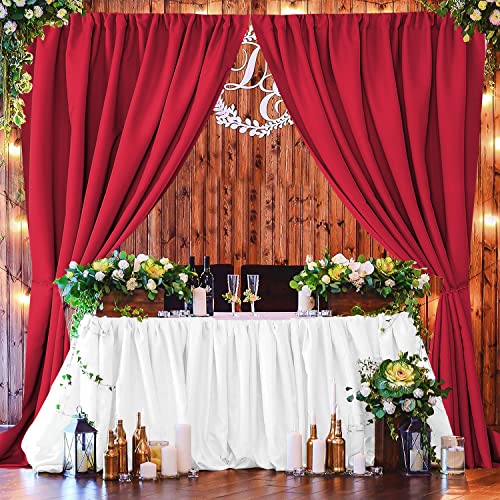 Joydeco Christmas Red Backdrop Curtain for Parties, Photography Backdrop Drapes for Wedding Background Decorations, Wrinkle Free 5ft x 10ft Set of 2 Panels Curtains with Rod Pockets - color: Red, size: 5ft x 10ft x 2 panels