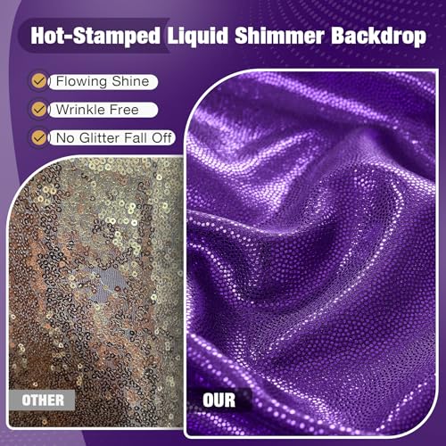20x10FT Purple Sequin Backdrop Curtain for Party - 4 Panels 5x10FT Wrinkle-Free Shimmer Drapes for Birthday, Wedding, Christmas, Decorations & Photography - color: Purple, size: 5FT x 10FT(4 panels)
