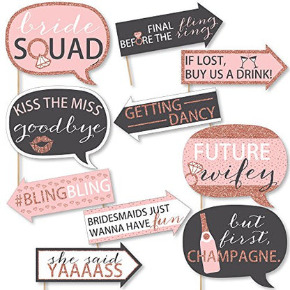 Big Dot of Happiness Funny Bride Squad - Rose Gold Bridal Shower or Bachelorette Party Photo Booth Props Kit - 10 Piece - color: Bride Squad