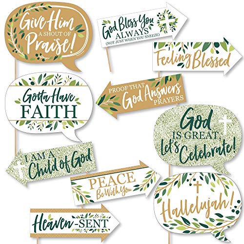 Big Dot of Happiness Funny Elegant Cross - Religious Party Photo Booth Props Kit - 10 Piece