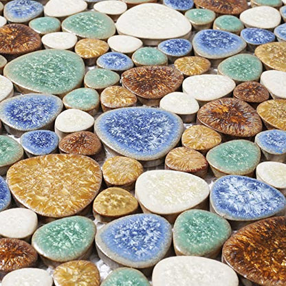 Parrotile Matte Pebble Tiles for Shower Floor Mosaic Tile for Bathroom Wall Backsplash Floor Non Slip [5 Sheets]