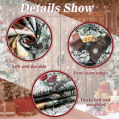 8x6FT Polyester Fabric Winter Christmas Rustic Barn Wood Door Photography Backdrop Xmas Tree Snow Background Banner for Family Holiday Party Decoration Supplies Photo Studio Props Pictures - size: 8'x6'