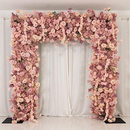 8x8 feet Dusty Rose Roll Up Silk Artificial Flower Backdrop for Arch Stand Photo Background Wedding Reception Party Event Decorations Supplies