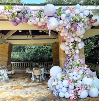 Dusty Purple Double Stuffed Balloons Different Size 115Pcs 5/10/12/18" Light Purple Balloon Arch Garland kit for Birthday Baby Shower Bridal Shower Fairy Gender Reveal Party - color: Dusty Purple