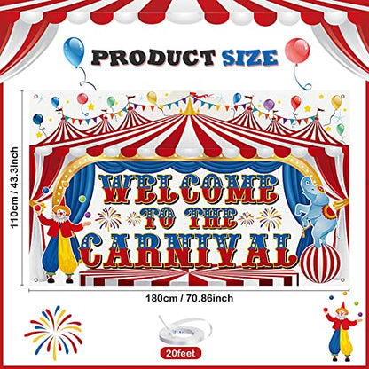 Remagr Large Circus Carnival Backdrop 71 x 43 Inch Welcome to the Carnival Banner Backdrop Photo Background for Carnival Circus Theme Party Decorations Birthday Party Supplies Photo Props - size: 71 x 43 Inch