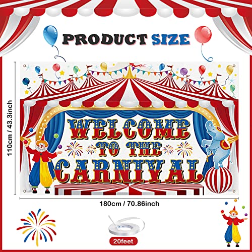 Remagr Large Circus Carnival Backdrop 71 x 43 Inch Welcome to the Carnival Banner Backdrop Photo Background for Carnival Circus Theme Party Decorations Birthday Party Supplies Photo Props - size: 71 x 43 Inch
