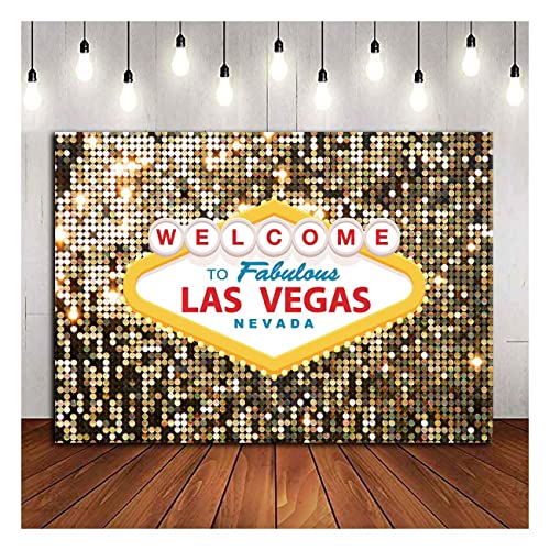8x6ft Polyester Welcome to Las Vegas Photography Backdrops Fabulous Casino Poker Movie Themed Vintage Costume Dress-up Birthday Prom Ceremony Photo Background Studio Booth Props Supplies - size: 8x6 FT