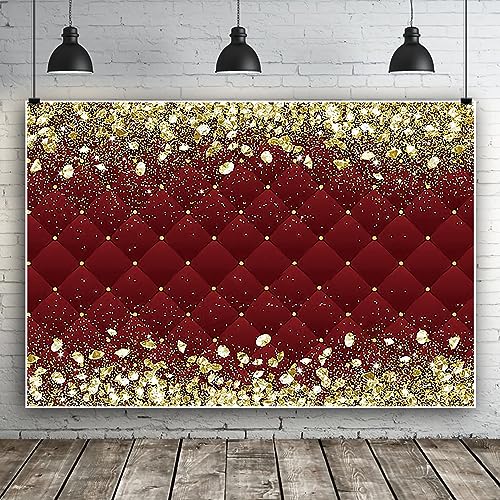 Renaiss 5x3ft Gold and Red Royal Theme Backdrop Prince Princess Birthday Baby Shower Photography Background Glittering Golden Diamonds Bridal Shower Wedding Newborn Party Decors Photo Booth Props - color: D-R, size: 5x3ft