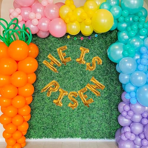 Easter-Balloon He Is Risen Gold Letter Balloons 9PCS 16in Foil Banner Easter Spring Party Decoration Celebration Mantle Fireplace Wall Backdrop Supply