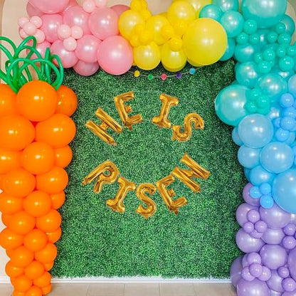 Easter-Balloon He Is Risen Gold Letter Balloons 9PCS 16in Foil Banner Easter Spring Party Decoration Celebration Mantle Fireplace Wall Backdrop Supply