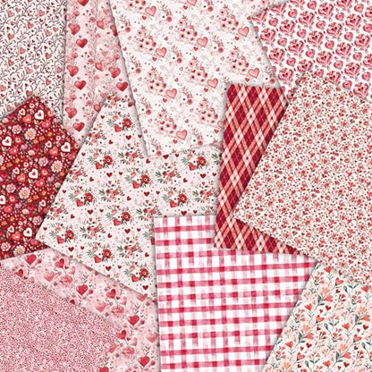 6in Red Flowers Scrapbook Paper Pad - 24 Sheets Double Sided Valentine Aesthetic Patterns for Photos Album Journals Decoupage Card Making DIY Crafts Anniversary Gifts Wrapping Material - color: Romantic love