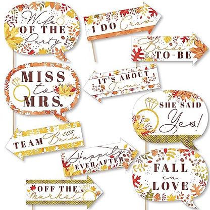 Big Dot of Happiness Funny Fall Foliage Bride - Autumn Leaves Bridal Shower and Wedding Party Photo Booth Props Kit - 10 Piece - color: Fall Foliage