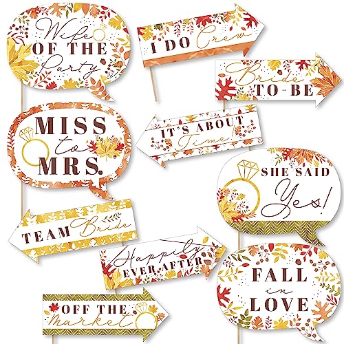 Big Dot of Happiness Funny Fall Foliage Bride - Autumn Leaves Bridal Shower and Wedding Party Photo Booth Props Kit - 10 Piece - color: Fall Foliage