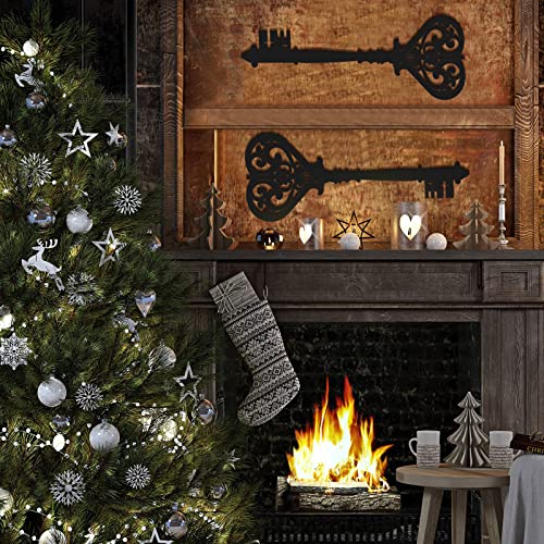 Chunful 2 Pcs Keys Wall Decor Large Skeleton Key Sign Vintage Antique Wooden Wall Art Farmhouse Wall Sign for Bedroom(13.78 x 5.91 Inch,Black) - color: Black, size: 13.78 x 5.91 Inch