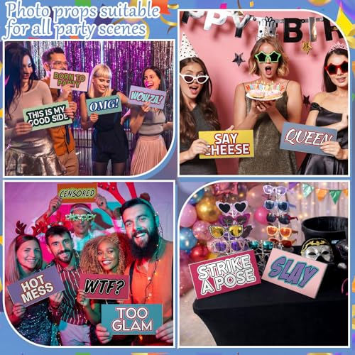 AceOrbit 64 Designs Funny Photo Booth Prop for All Occasion Double Sided 11x5.5'' Photobooth Props Sign Decor DIY Waterproof Selfie Sign for Wedding Graduate Birthday Party Supplies(Funny Style) - style: Funny Style