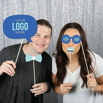 Big Dot of Happiness Custom Logo Photo Booth Props Kit - Personalized Branded Business Party Decorations - 20 Count