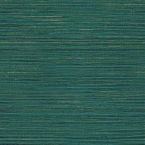 VEELIKE Textured Teal Green Grasscloth Peel and Stick Wallpaper 32''x118'' Faux Grasscloth Wallpaper Self Adhesive Waterproof Removable Fabric Contact Paper for Walls Cabinets Furniture Powder Room - color: Teal Green, size: 32" x 118"