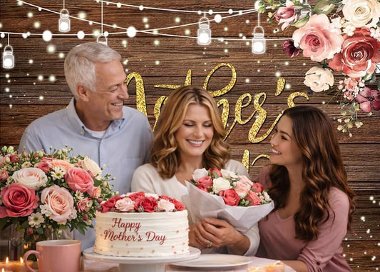 8x6ft Happy Mother's Day Backdrop Mothers Day Wood Flower Photography Backdrop Thanks Mother Photoshoot Backdrops Mother's Day Birthday Background Studio Props 212